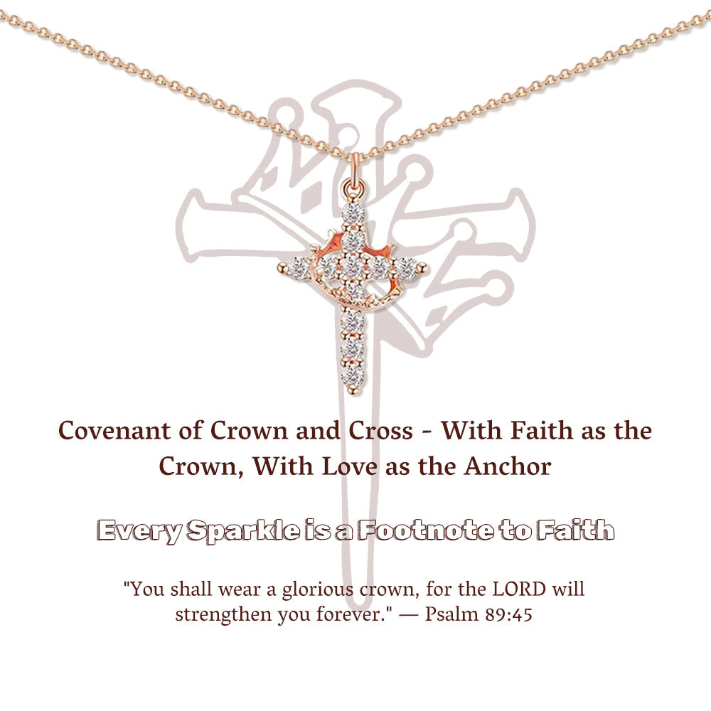 FREE Today: Modern Crowned in Faith Cross Necklace with Gift Card - Necklace - Rosegold - image 4