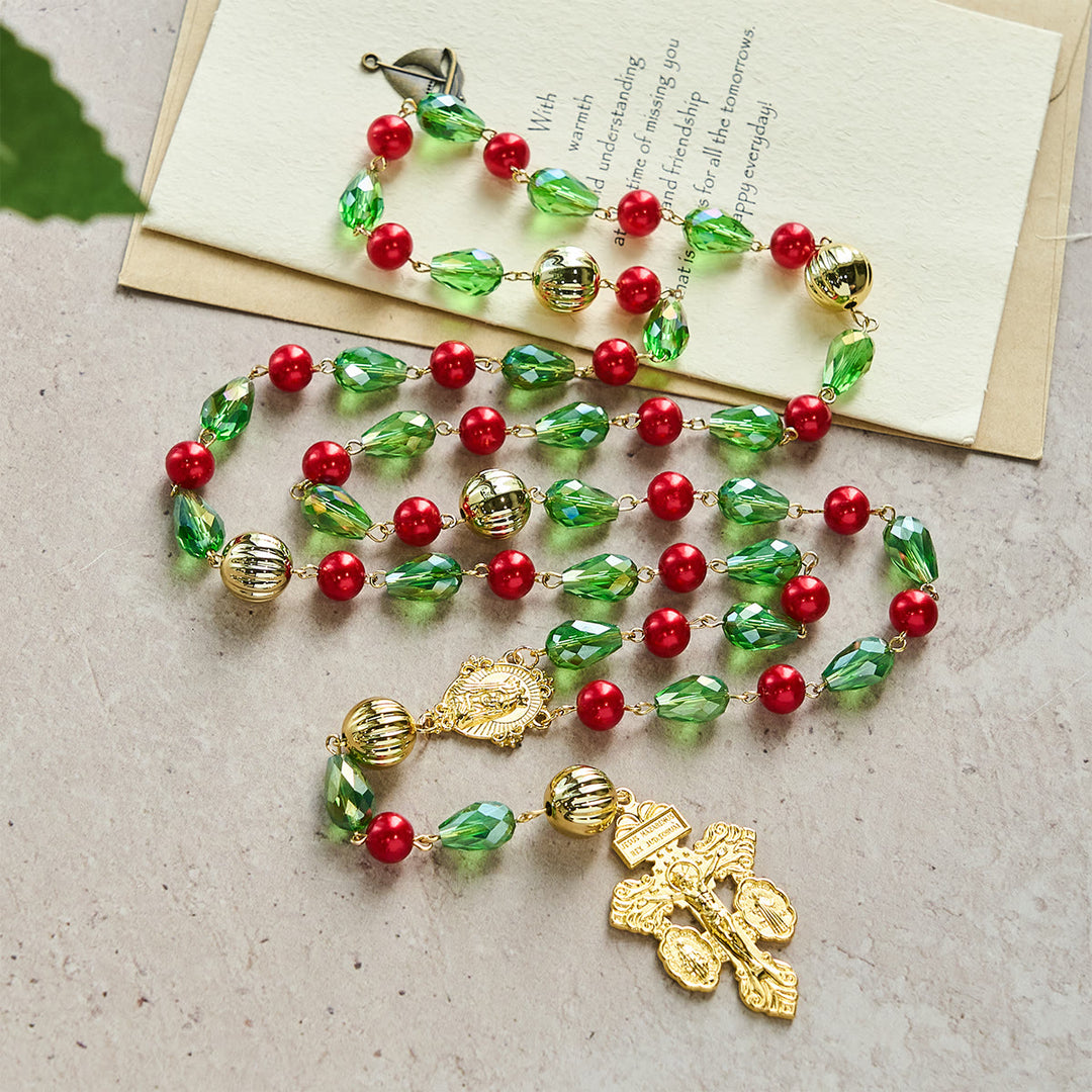 Christianartworkshop Pardon Crucifix Adorned Christmas Rosary: Faithful Companion & Festive Decor - Christmas Rosary - image 0