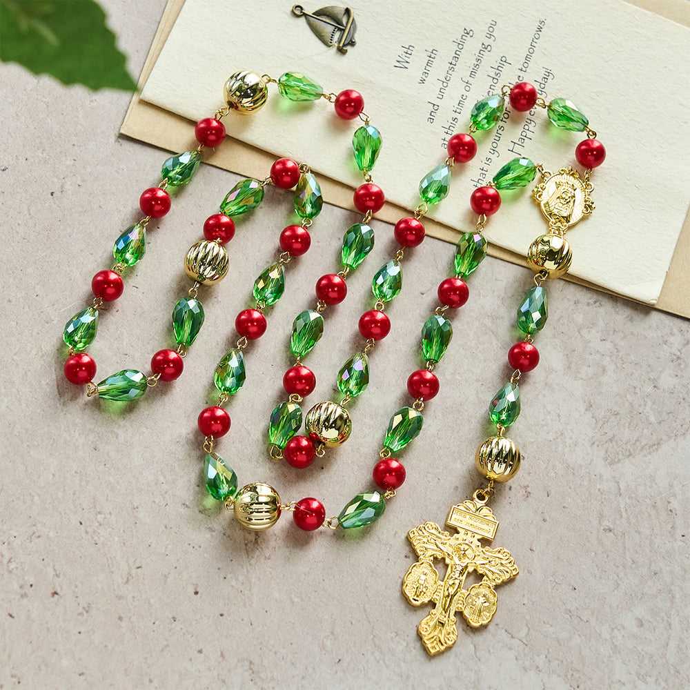 Christianartworkshop Pardon Crucifix Adorned Christmas Rosary: Faithful Companion & Festive Decor - image 1