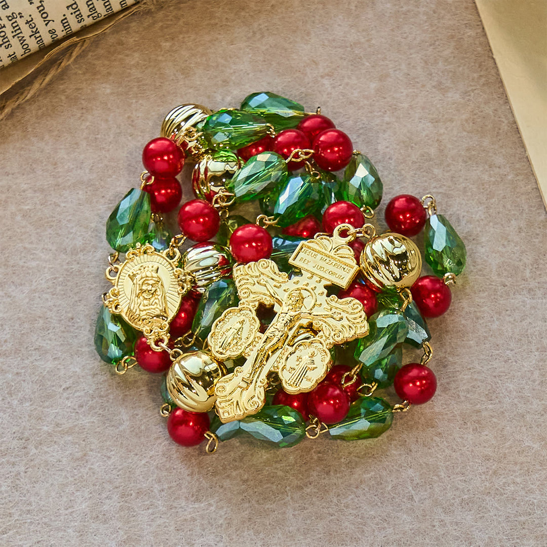 Christianartworkshop Pardon Crucifix Adorned Christmas Rosary: Faithful Companion & Festive Decor - image 8