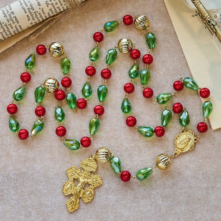 Christianartworkshop Pardon Crucifix Adorned Christmas Rosary: Faithful Companion & Festive Decor - image 5