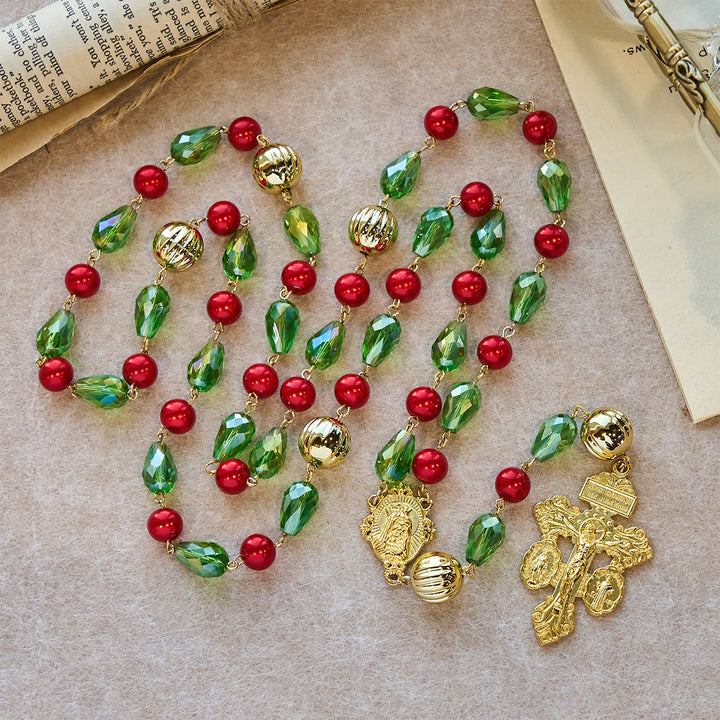 Christianartworkshop Christmas Gift: Pardon Crucifix Adorned Christmas Rosary: Faithful Companion & Festive Decor - image 3