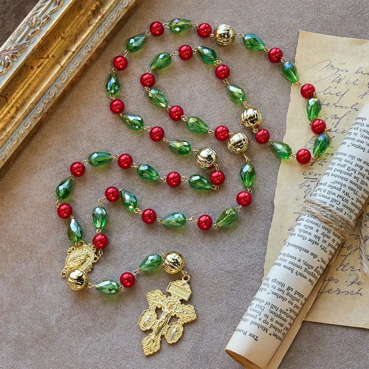 Christianartworkshop Pardon Crucifix Adorned Christmas Rosary: Faithful Companion & Festive Decor - image 7