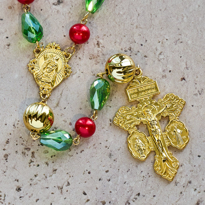 Christianartworkshop Pardon Crucifix Adorned Christmas Rosary: Faithful Companion & Festive Decor - image 9