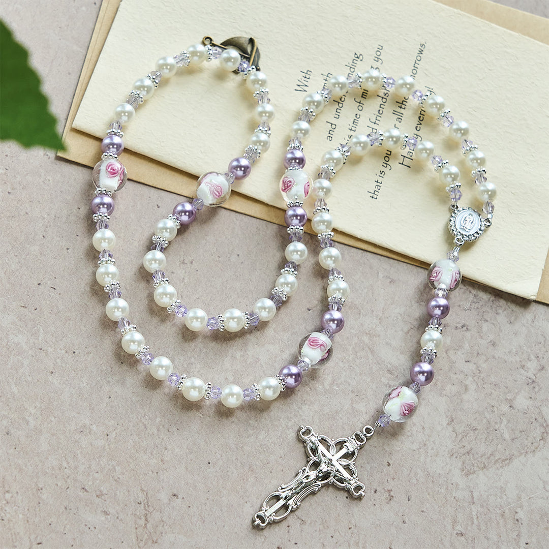 Christianartworkshop Soft-Toned Floral Bead Rosary: Daily Faith Wear & Meaningful Devotion - image 3