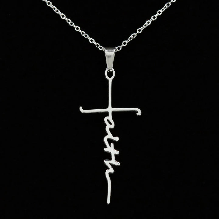 Christianartworkshop Elegant Scripted Faith Cross: Gentle Belief Charm & Daily Wear Jewelry - image 2