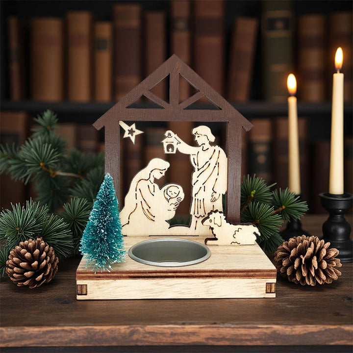 Christianartworkshop Nativity Stable Jesus Candle Holder: Warm Glow for Christmas Faith - Jesus - image 0