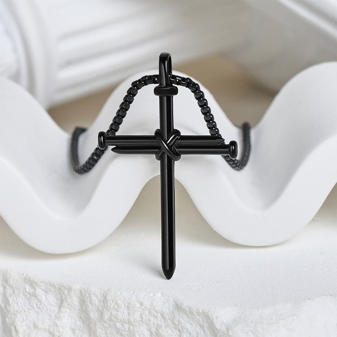 Christianartworkshop 3-Color Nail Cross Pendant Necklace: Gentle Faith Reminder for Daily Life - Black - image 6