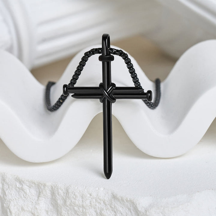 Christianartworkshop 3-Color Nail Cross Pendant Necklace: Gentle Faith Reminder for Daily Life - Black - image 6