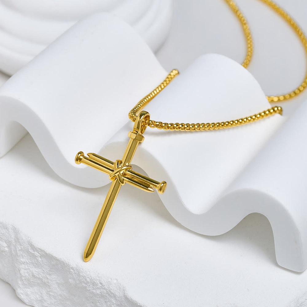 Christianartworkshop 3-Color Nail Cross Pendant Necklace: Gentle Faith Reminder for Daily Life - image 1