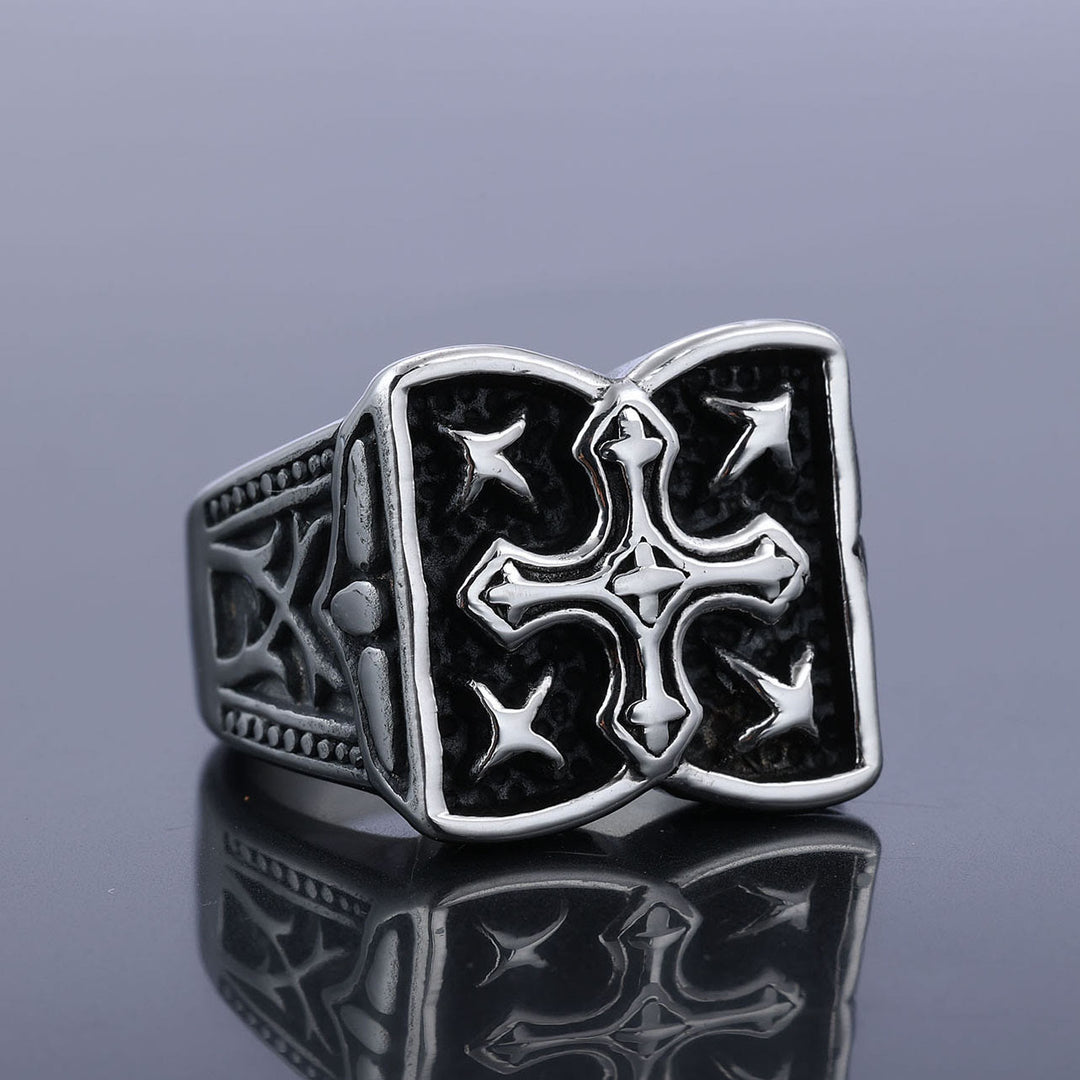 Christianartworkshop Rugged Cross Design Ring: Faith-Filled Accent for Casual Looks - US 13 - image 0