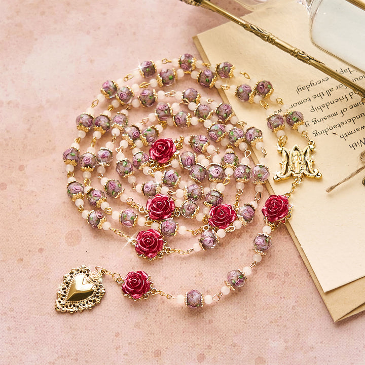 Christianartworkshop Rose Accent Devotion Rosary with Sacred Heart: Gentle Faith for Daily Prayer - image 3