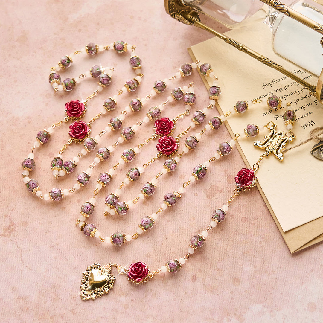 Christianartworkshop Rose Accent Devotion Rosary with Sacred Heart: Gentle Faith for Daily Prayer - image 5