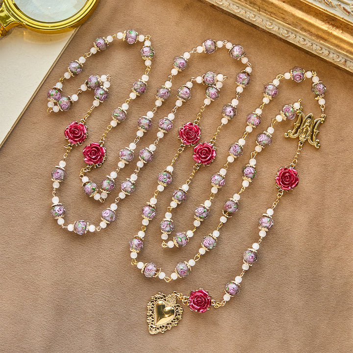Christianartworkshop Rose Accent Devotion Rosary with Sacred Heart: Gentle Faith for Daily Prayer - image 7