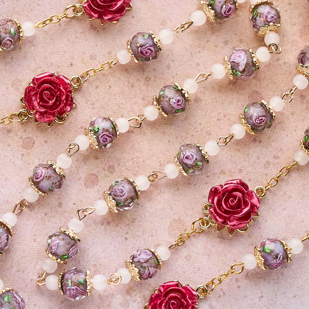 Christianartworkshop Rose Accent Devotion Rosary with Sacred Heart: Gentle Faith for Daily Prayer - image 2