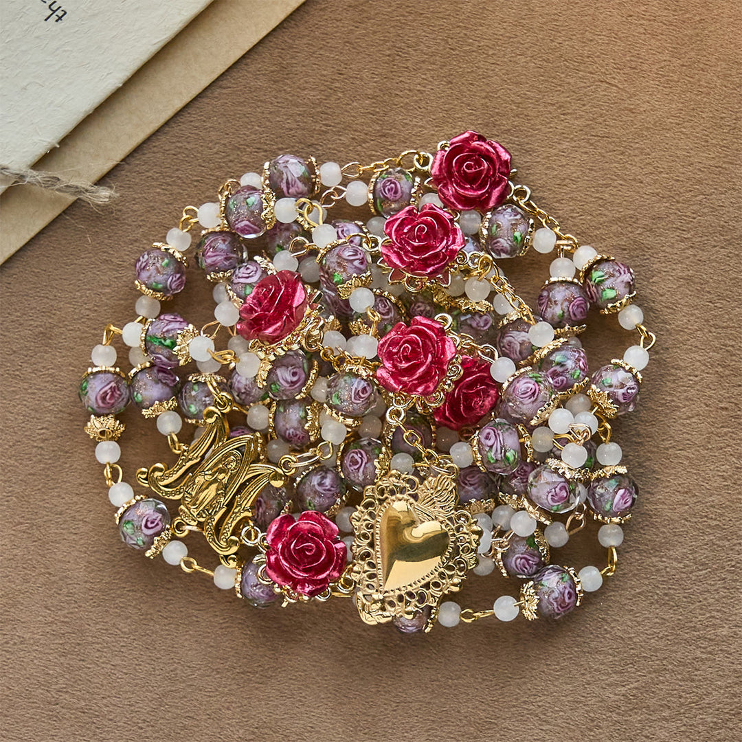 Christianartworkshop Rose Accent Devotion Rosary with Sacred Heart: Gentle Faith for Daily Prayer - image 7