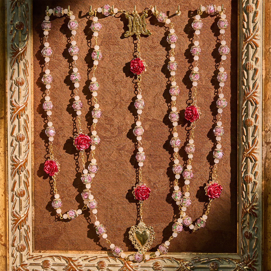 Christianartworkshop Rose Accent Devotion Rosary with Sacred Heart: Gentle Faith for Daily Prayer - Sacred Heart - image 0