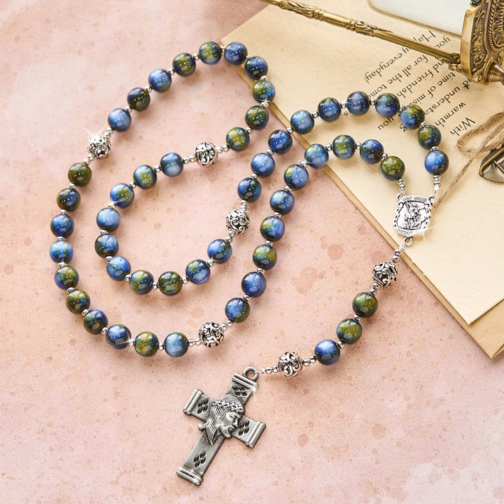 Christianartworkshop Ornate Beaded Rosary with St. Michael & Cross: Quiet Assurance for Prayer - image 3