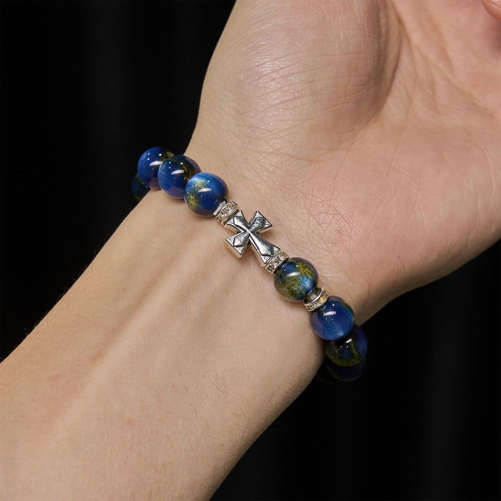 Christianartworkshop Shimmering Cross Resin Beads Bracelet: Tender Devotion for Daily Moments - image 1