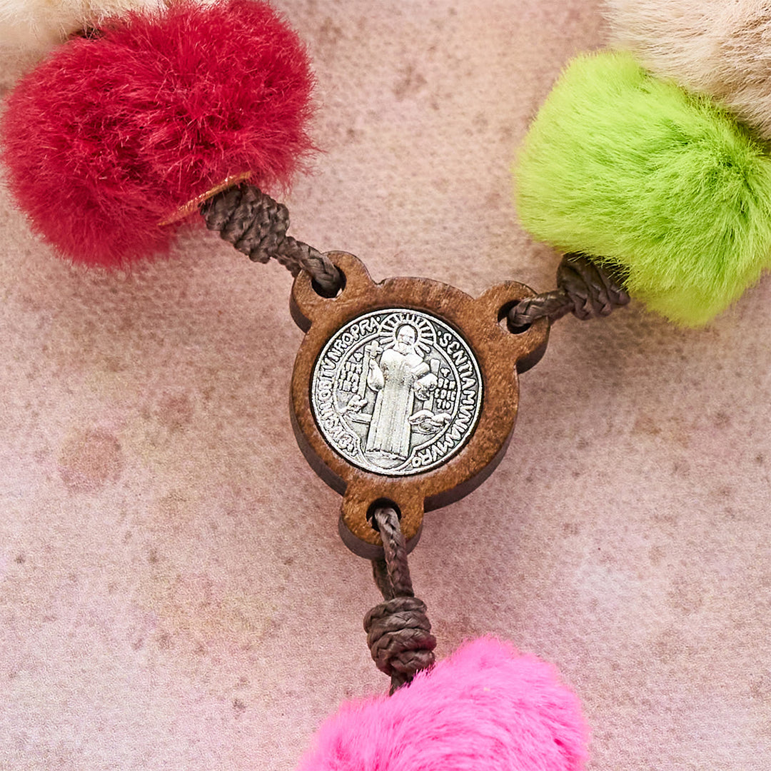 Christianartworkshop Colorful Fluffy Pom Pom Pocket Rosary: A Soft and Heartfelt Faith Gift - image 5