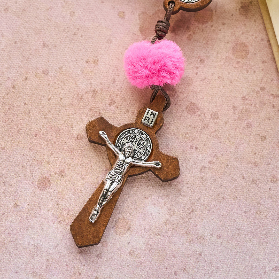Christianartworkshop Colorful Fluffy Pom Pom Pocket Rosary: A Soft and Heartfelt Faith Gift - image 6