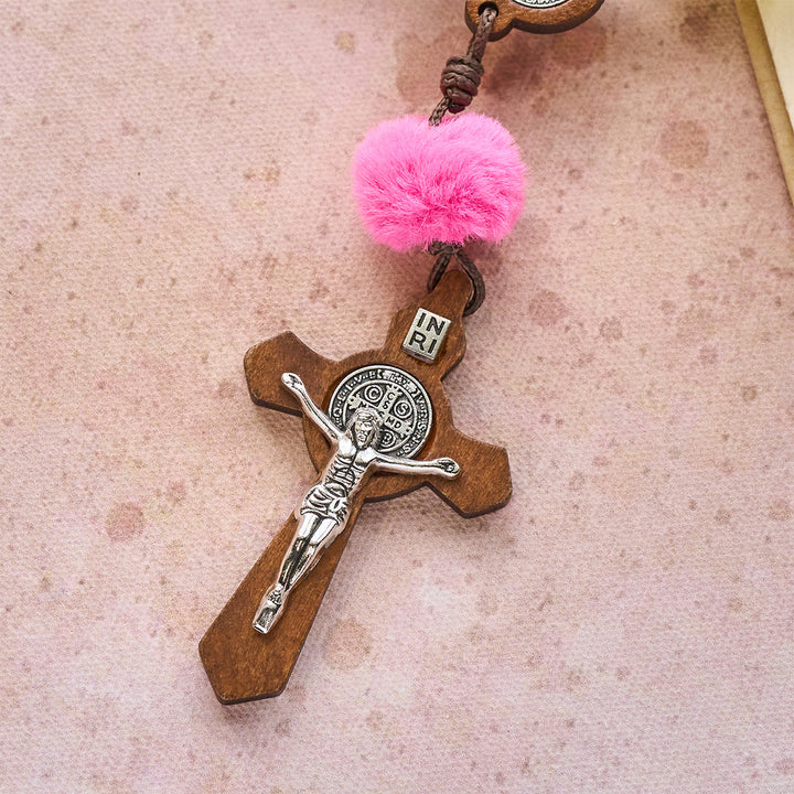 Christianartworkshop Colorful Fluffy Pom Pom Pocket Rosary: A Soft and Heartfelt Faith Gift - image 6