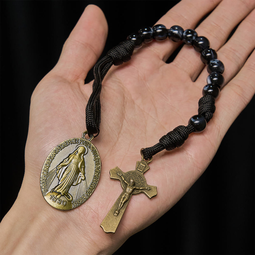 FREE Today: Classic Black Portable Faith Rosary with Bronze Our Lady with Crucifix - image 1