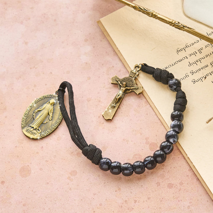 FREE Today: Classic Black Portable Faith Rosary with Bronze Our Lady with Crucifix - image 3