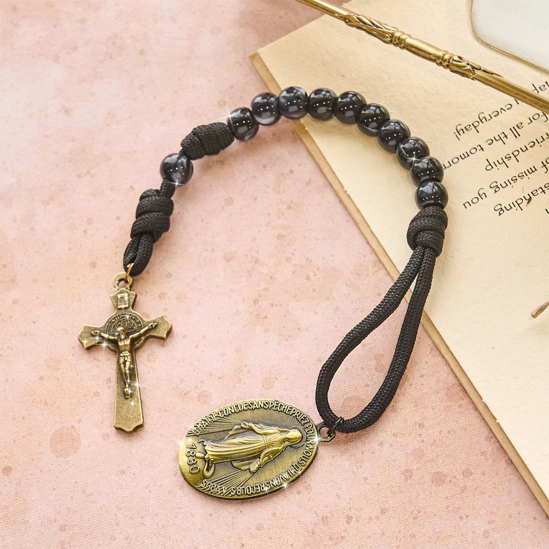 FREE Today: Classic Black Portable Faith Rosary with Bronze Our Lady with Crucifix - image 4