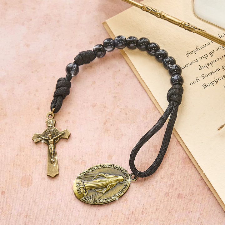 FREE Today: Classic Black Portable Faith Rosary with Bronze Our Lady with Crucifix - image 4