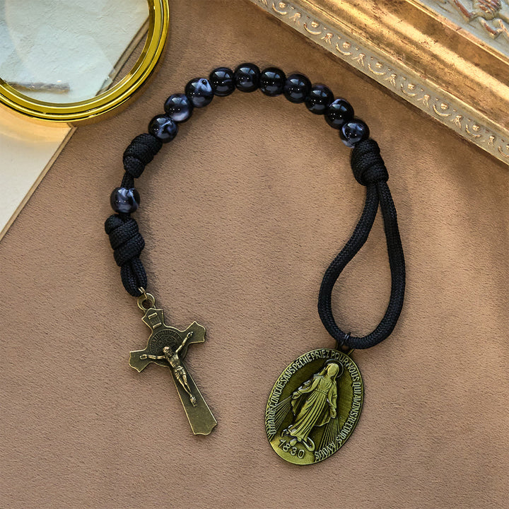 FREE Today: Classic Black Portable Faith Rosary with Bronze Our Lady with Crucifix - image 2