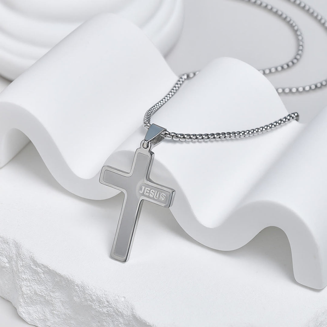 Christianartworkshop Minimalist Cross Necklace with "JESUS" Detail: Understated Expression of Faith - image 2