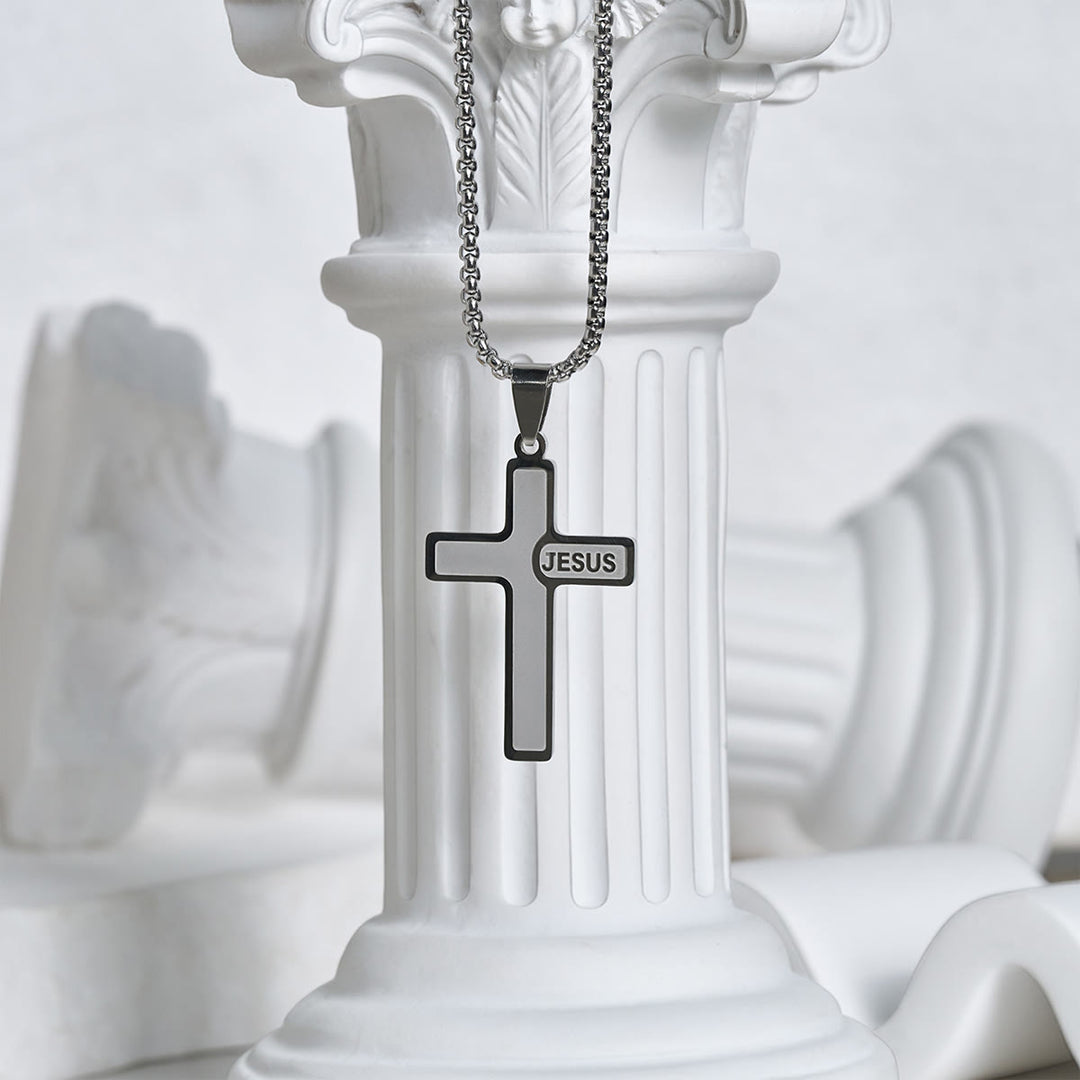 Christianartworkshop Minimalist Cross Necklace with "JESUS" Detail: Understated Expression of Faith - image 3