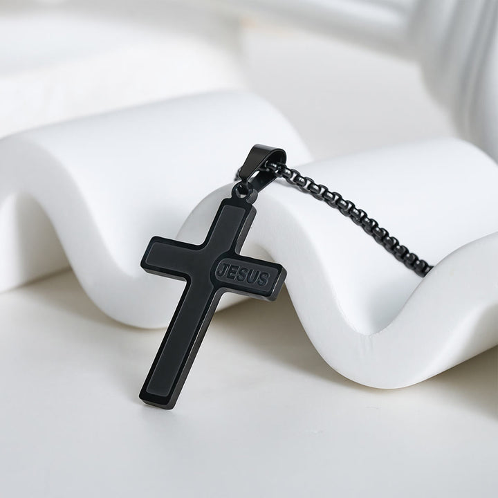 Christianartworkshop Minimalist Cross Necklace with "JESUS" Detail: Understated Expression of Faith - image 9