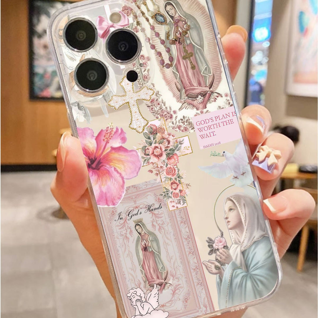 Christianartworkshop Faith & Floral Phone Case: ISAIAH 10:18 & Our Lady Symbol for Daily Use - image 3