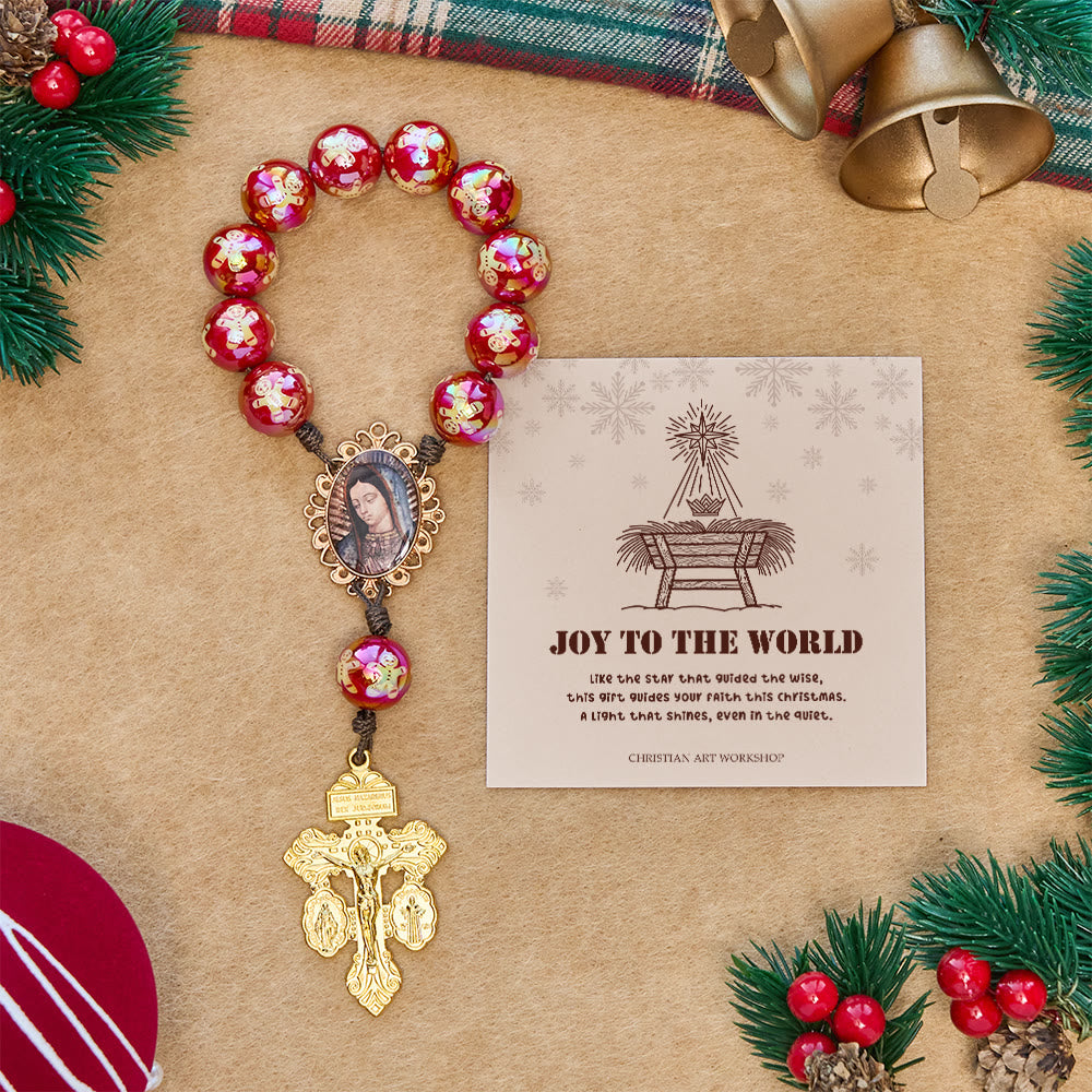 Christianartworkshop Christmas Gift: Christmas Devotion Red Green Holiday Beads Pocket Rosary: Pray anywhere, anytime - image 1
