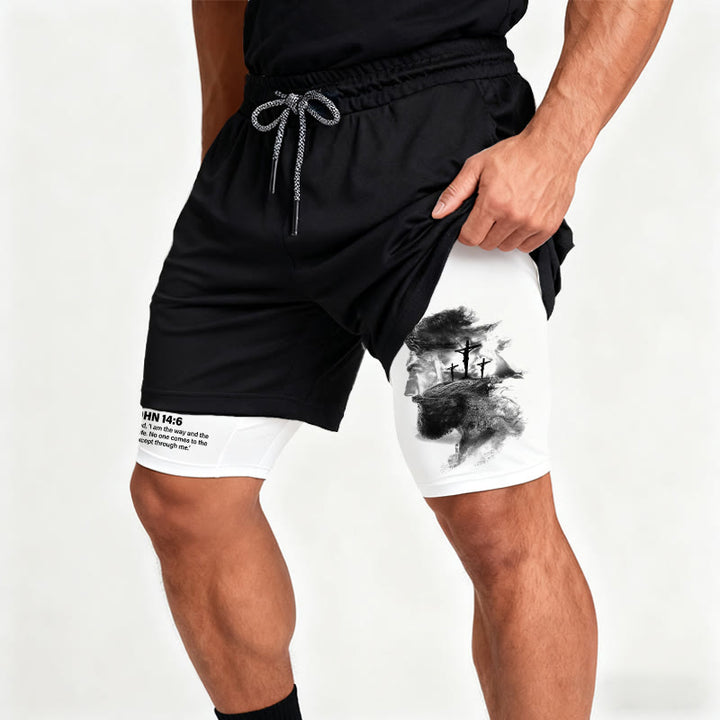 Christianartworkshop John 14:6 Faith Performance Shorts with Jesus & Cross Design: Wear Devotion Daily - image 2