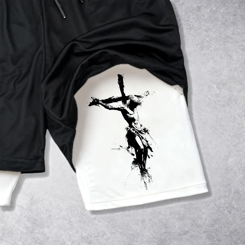 Christianartworkshop Crucifix & Proverbs 16:9 Performance Shorts: Carry Faith in Every Step - image 3