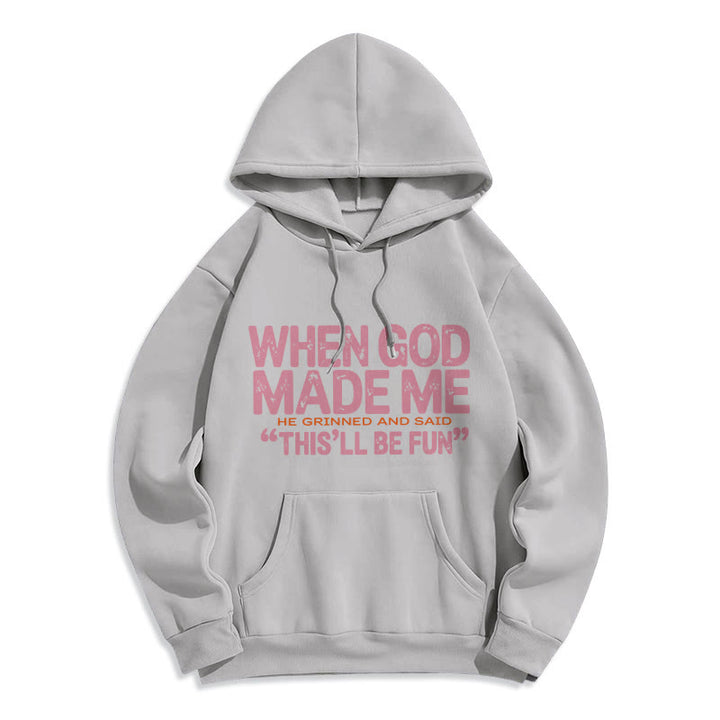 Christianartworkshop When God Made Me Faith Quote Fleece Lined Polyester Hoodie - Grey - 2XL - image 4