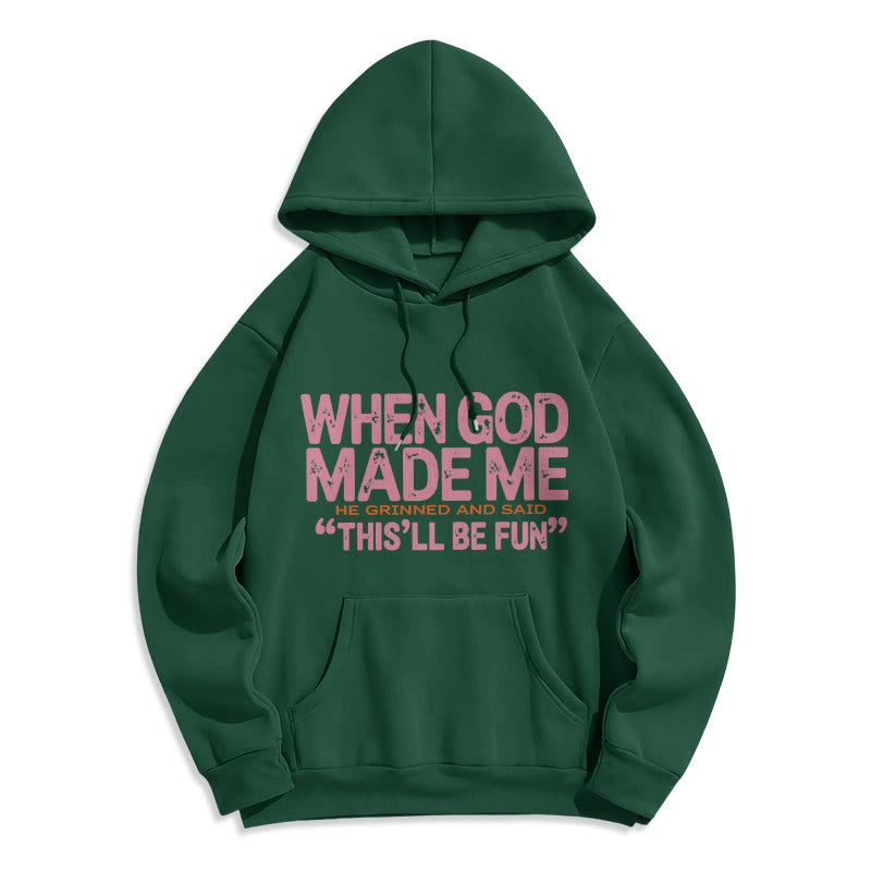 Christianartworkshop When God Made Me Faith Quote Fleece Lined Polyester Hoodie - Green - 2XL - image 6
