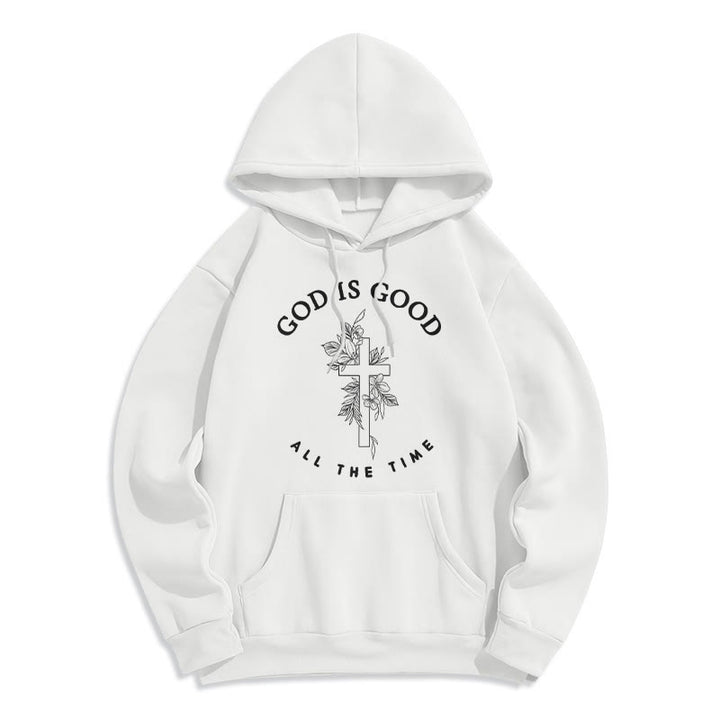 Christianartworkshop God Is Good All The Time Faith Quote Fleece Lined Polyester Hoodie - White - 2XL - image 2
