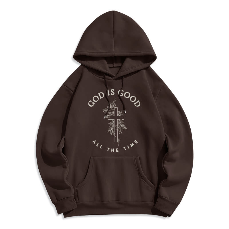 Christianartworkshop God Is Good All The Time Faith Quote Fleece Lined Polyester Hoodie - Brown - 2XL - image 3
