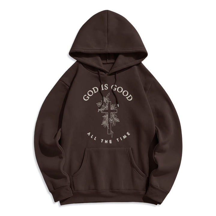 Christianartworkshop God Is Good All The Time Faith Quote Fleece Lined Polyester Hoodie - Brown - 2XL - image 3