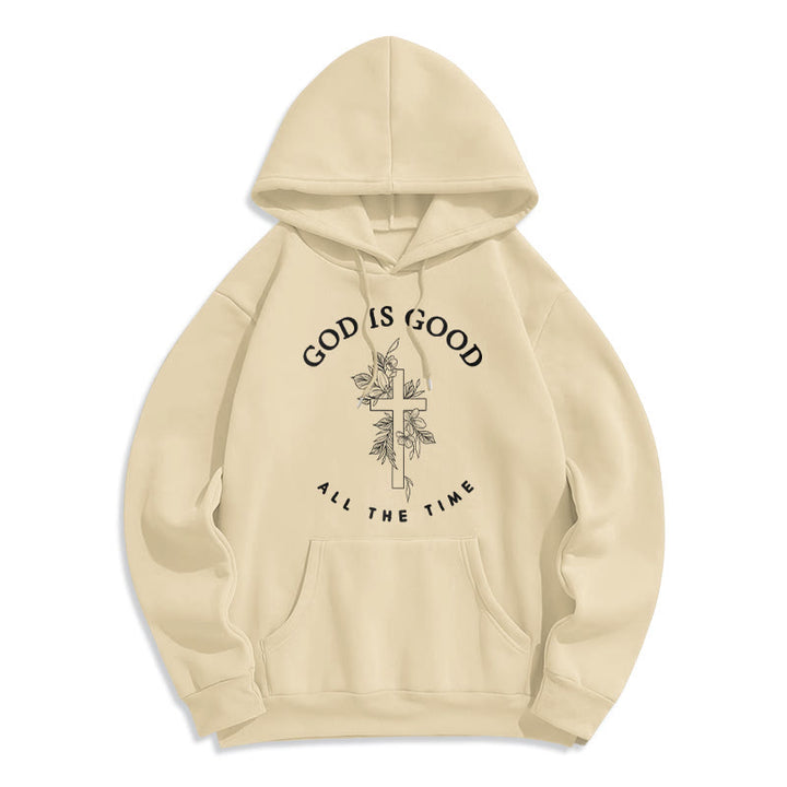Christianartworkshop God Is Good All The Time Faith Quote Fleece Lined Polyester Hoodie - Beige - 2XL - image 5