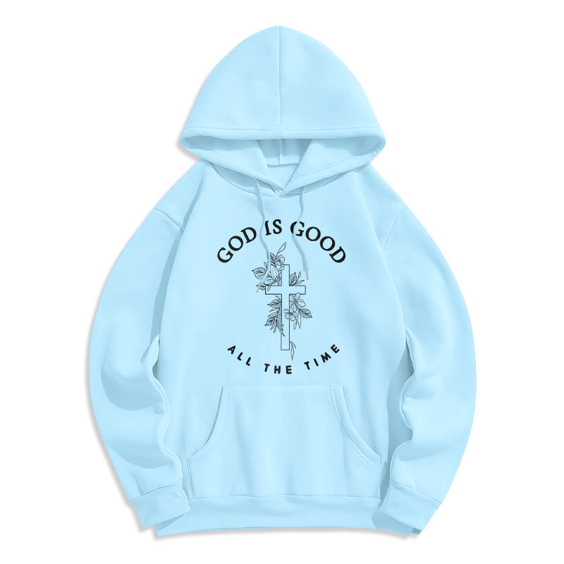 Christianartworkshop God Is Good All The Time Faith Quote Fleece Lined Polyester Hoodie - Blue - 2XL - image 8