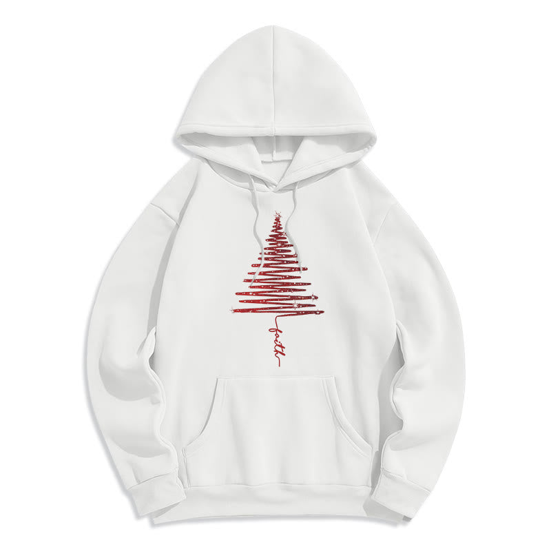 Christianartworkshop Christmas Faith Cross Graphic Fleece Lined Polyester Hoodie - White - 2XL - image 3