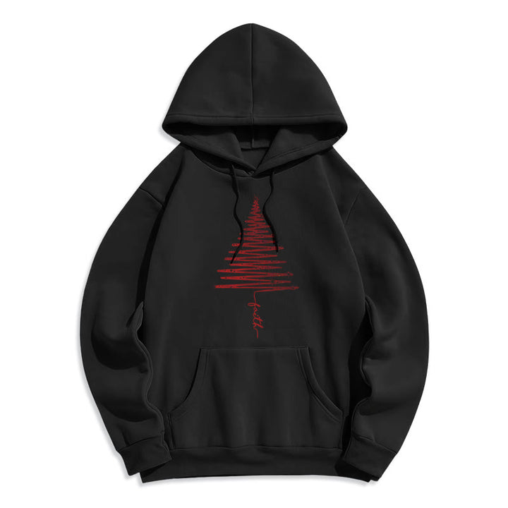 Christianartworkshop Christmas Faith Cross Graphic Fleece Lined Polyester Hoodie - Black - 2XL - image 5