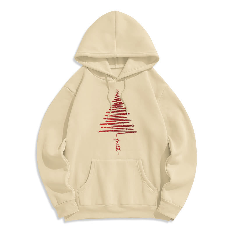 Christianartworkshop Christmas Faith Cross Graphic Fleece Lined Polyester Hoodie - Beige - 2XL - image 0