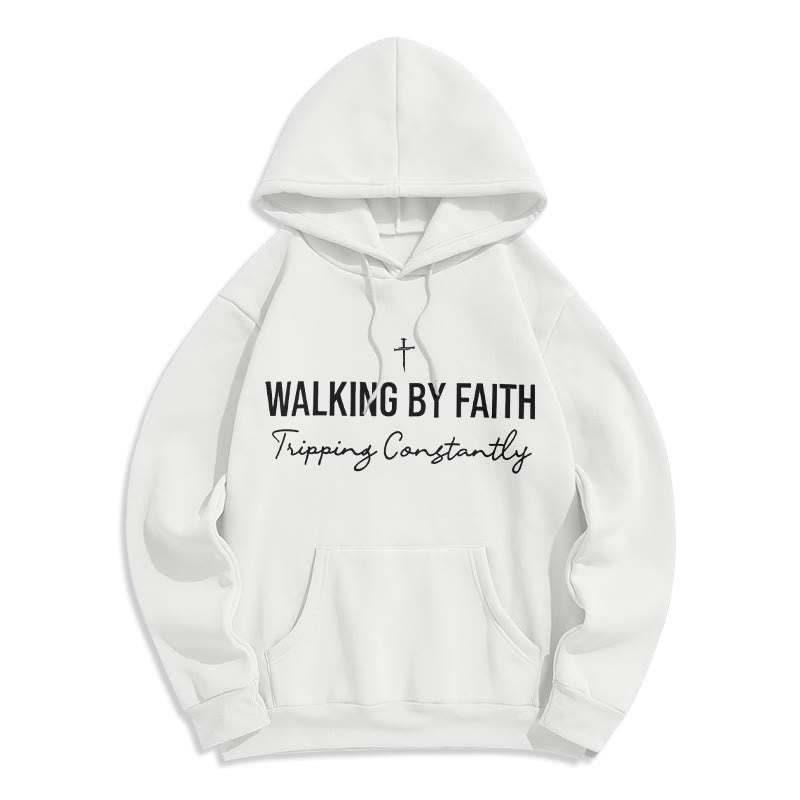 Christianartworkshop Walking By Faith Fleece Lined Polyester Hoodie - White - 2XL - image 3