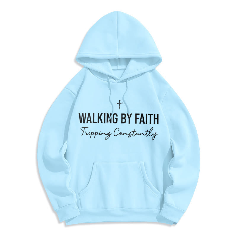 Christianartworkshop Walking By Faith Fleece Lined Polyester Hoodie - Blue - 2XL - image 7